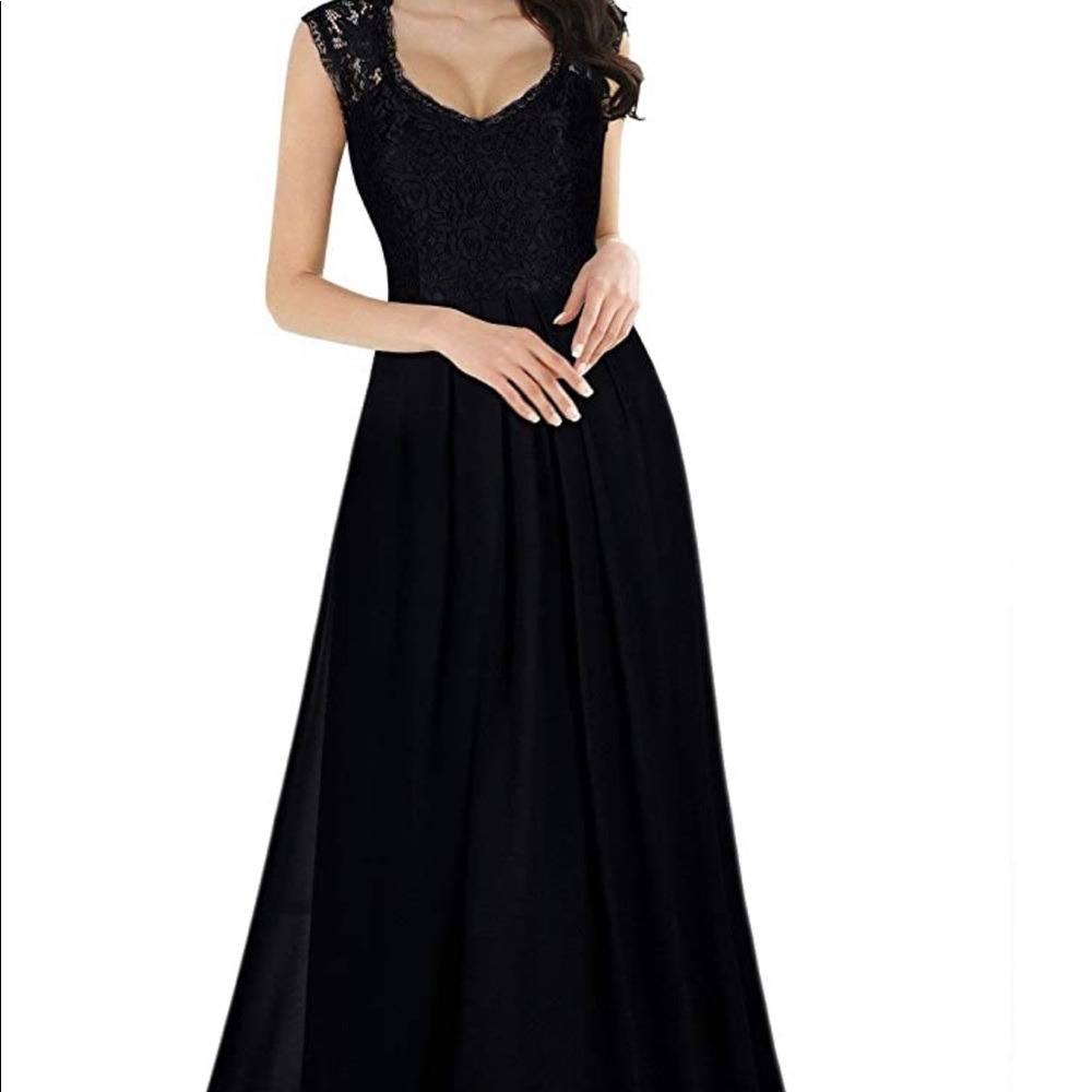 Black lace floor length formal dress